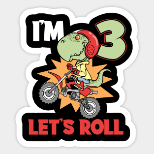 Third 3rd Birthday T-Rex Dinosaur Motocross Sticker